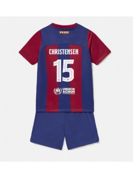 Barcelona Andreas Christensen #15 Replika Hemmakläder Barn 2023-24 Kortärmad (+ byxor)